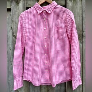 J. Crew Pink and White Gingham Button-Down Shirt